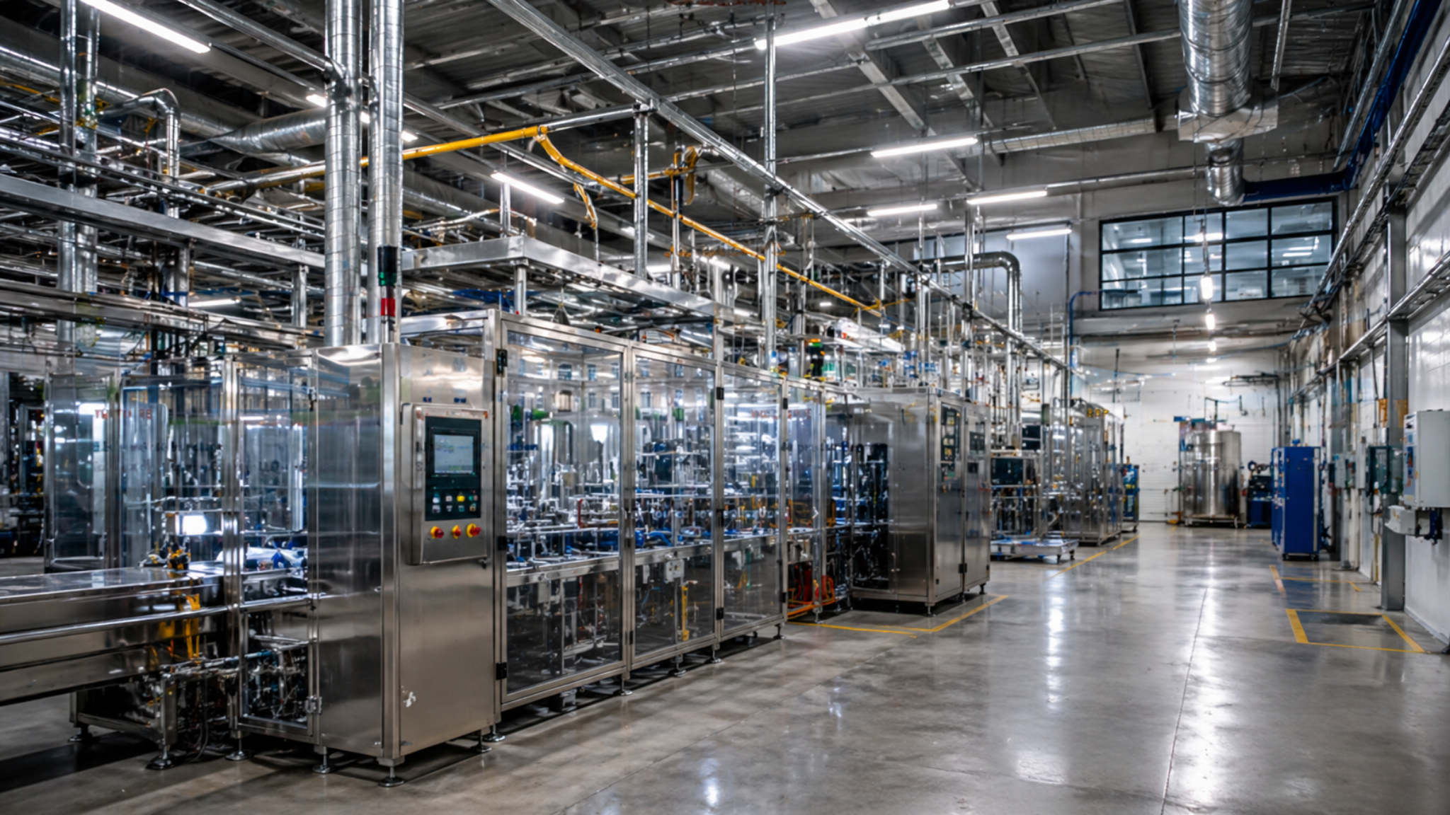 Site technique industriel avec lignes de production